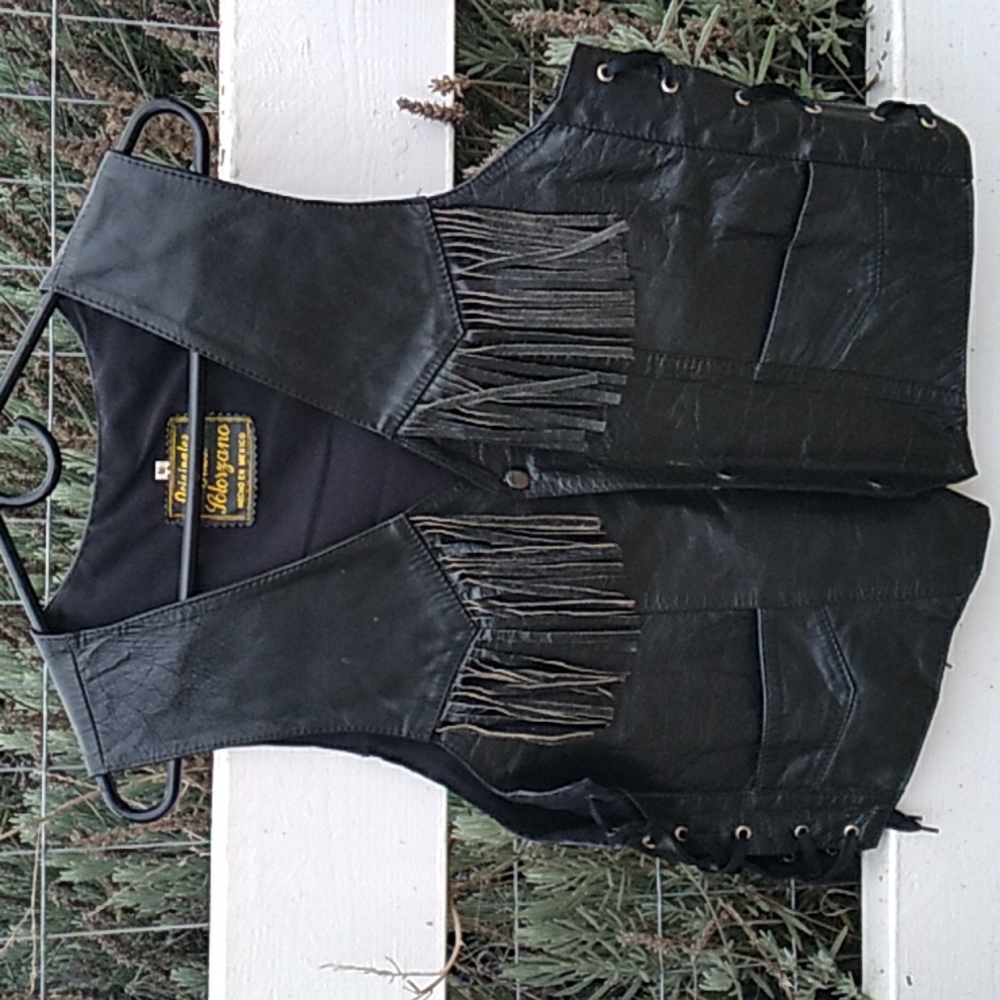 black leather vest